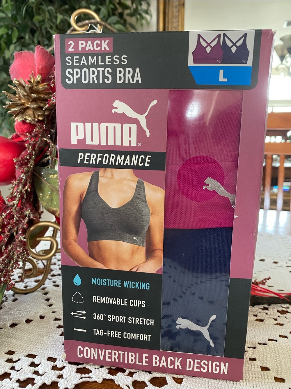 Puma 2-Pack Seamless Sports Bras - Magenta & Navy
